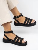Sandały płaskie damskie z klamrą w kolorze Black - 41 Sandały płaskie damskie z klamrą w kolorze Black - 41