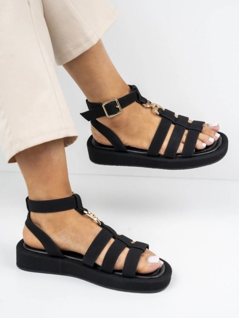 Sandały płaskie damskie z klamrą w kolorze Black - 41 Sandały płaskie damskie z klamrą w kolorze Black - 41