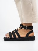 Sandały płaskie damskie z klamrą w kolorze Black - 41 Sandały płaskie damskie z klamrą w kolorze Black - 41