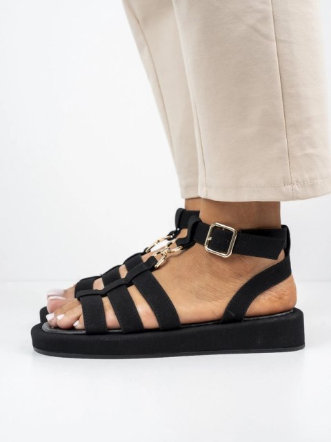 Sandały płaskie damskie z klamrą w kolorze Black - 41 Sandały płaskie damskie z klamrą w kolorze Black - 41