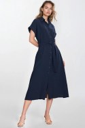 Sukienka Bawełniana muślinowa sukienka koszulowa S269 Navy - Nife - 40/42 Sukienka Bawełniana muślinowa sukienka koszulowa S269 Navy - Nife - 40/42