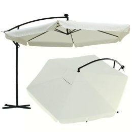 Gartenschirm mit SOLAR LED-Beleuchtung, Ausleger und Volant, cremefarben 3,5 m. OGP11K