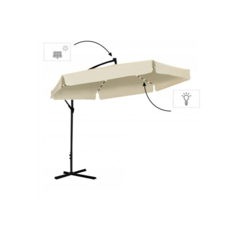 Gartenschirm mit SOLAR LED-Beleuchtung, Ausleger und Volant, cremefarben 3,5 m. OGP11K Gartenschirm mit SOLAR LED-Beleuchtung, Ausleger und Volant, cremefarben 3,5 m. OGP11K
