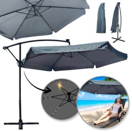 Gartenschirm mit SOLAR LED-Beleuchtung, Ausleger und Volant, graphit 3,5 m. OGP11SZ