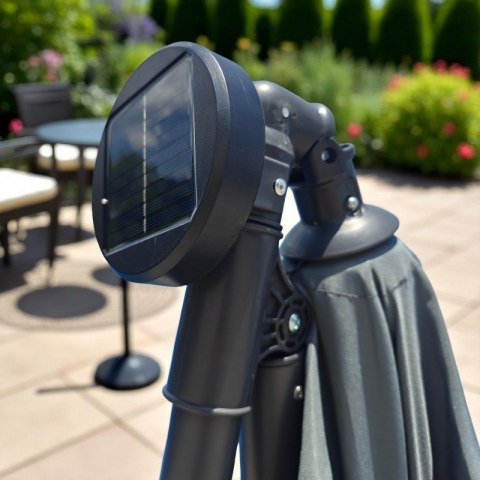 Gartenschirm mit SOLAR LED-Beleuchtung, Ausleger und Volant, graphit 3,5 m. OGP11SZ Gartenschirm mit SOLAR LED-Beleuchtung, Ausleger und Volant, graphit 3,5 m. OGP11SZ