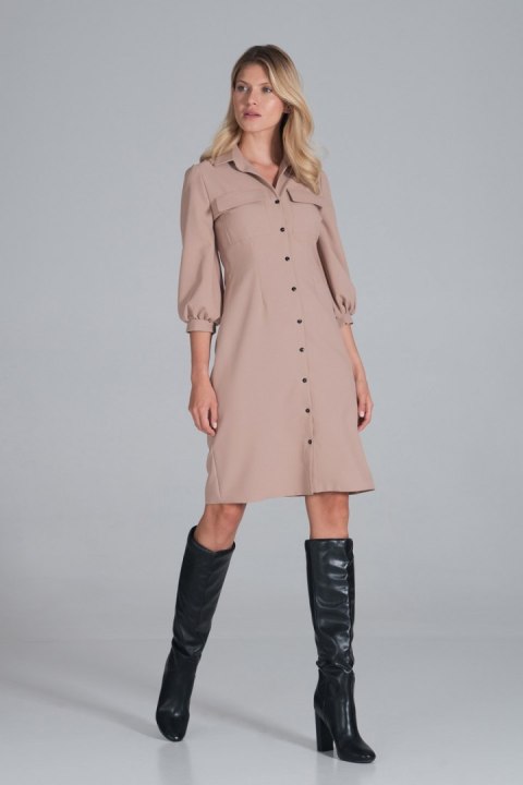 Sukienka Model M849 Beige - Figl - L Sukienka Model M849 Beige - Figl - L