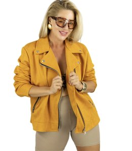 Klasyczna kurtka damska zamszowa ramoneska AMBER (Żółty)