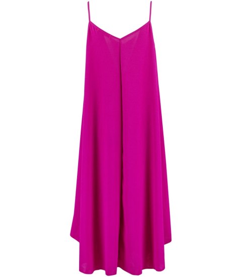 Długa sukienka maxi ramiączka luźna rozszerzana SUMMER (Różowy)