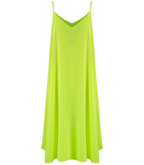 Długa sukienka maxi ramiączka luźna rozszerzana SUMMER (Żółty)