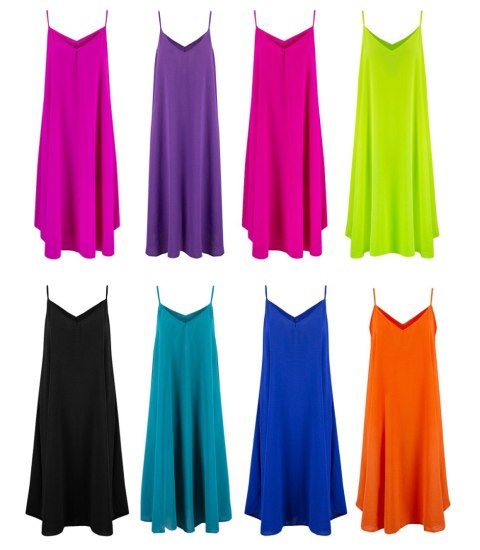 Długa sukienka maxi ramiączka luźna rozszerzana SUMMER (Żółty)