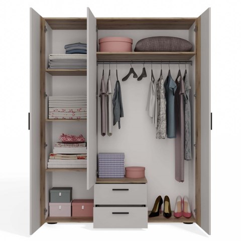 SZAFA AVA 150 CM LUSTRO 2 SZUFLADY RYFLOWANY FRONT DĄB EVOKE KASZMIR BEŻ SZAFA AVA 150 CM LUSTRO 2 SZUFLADY RYFLOWANY FRONT DĄB EVOKE KASZMIR BEŻ