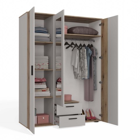 SZAFA AVA 150 CM LUSTRO 2 SZUFLADY RYFLOWANY FRONT DĄB EVOKE KASZMIR BEŻ SZAFA AVA 150 CM LUSTRO 2 SZUFLADY RYFLOWANY FRONT DĄB EVOKE KASZMIR BEŻ