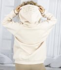 Bluza damska z kapturem oversize i haftem QUEEN (Beżowy)