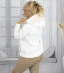 Bluza damska z kapturem oversize i haftem QUEEN (Biały)