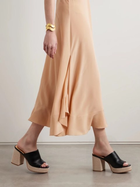 Klapki boho na słupku w kolorze Black - 40