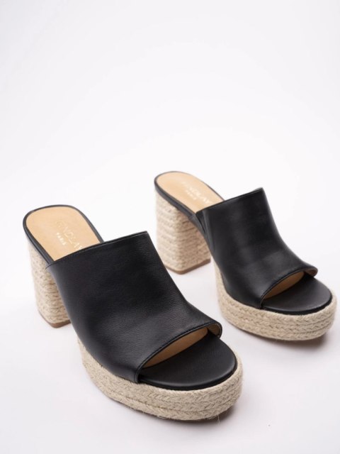 Klapki boho na słupku w kolorze Black - 40