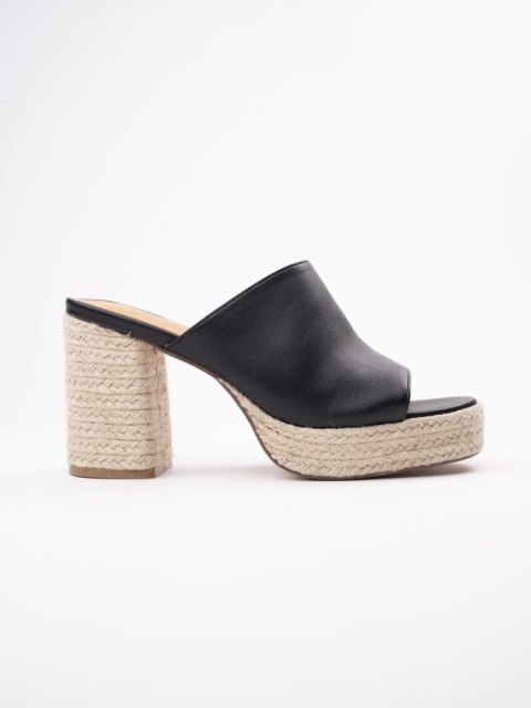 Klapki boho na słupku w kolorze Black - 40