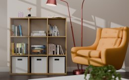 REGAŁ MALAX 3x3 H DĄB ARTISAN ZABUDOWANY TYŁ HDF PÓŁKI 110x110 CM