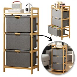 Bambusregal, Schrank mit Stoffschubladen 32 x 45 x 96cm SZ43