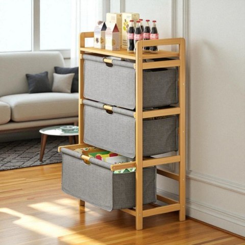 Bambusregal, Schrank mit Stoffschubladen 32 x 45 x 96cm SZ43 Bambusregal, Schrank mit Stoffschubladen 32 x 45 x 96cm SZ43