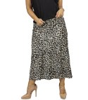 Satynowa spódnica maxi w panterkę leopard SAVANNA (Brązowy || Wielokolorowy)