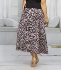 Satynowa spódnica maxi w panterkę leopard SAVANNA (Różowy || Wielokolorowy)