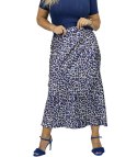 Satynowa spódnica maxi w panterkę leopard SAVANNA (Wielokolorowy || Niebieski)