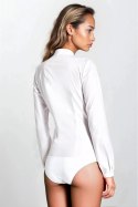 Biała koszula body bez kołnierzyka K55 White - Nife - 38