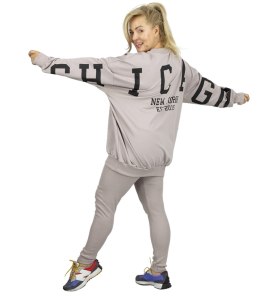 Dres damski luźna bluza + prążkowane legginsy CHICAGO (Beżowy)