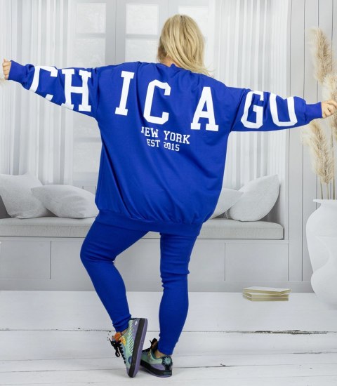 Dres damski luźna bluza + prążkowane legginsy CHICAGO (Niebieski) Dres damski luźna bluza + prążkowane legginsy CHICAGO (Niebieski)