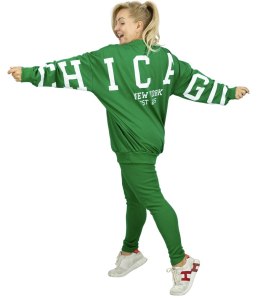 Dres damski luźna bluza + prążkowane legginsy CHICAGO (Zielony)