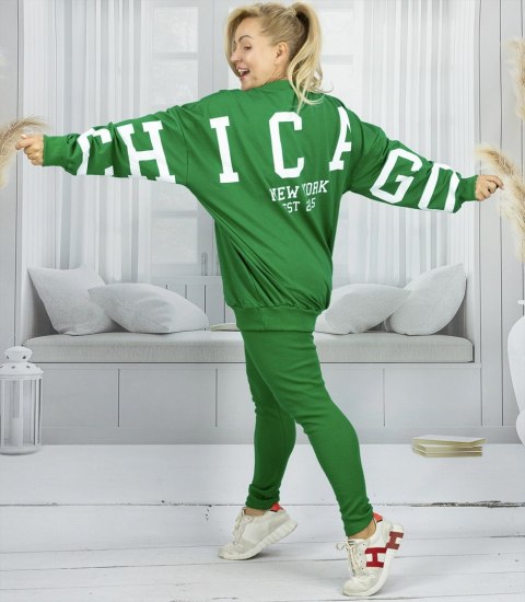 Dres damski luźna bluza + prążkowane legginsy CHICAGO (Zielony) Dres damski luźna bluza + prążkowane legginsy CHICAGO (Zielony)
