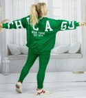 Dres damski luźna bluza + prążkowane legginsy CHICAGO (Zielony) Dres damski luźna bluza + prążkowane legginsy CHICAGO (Zielony)