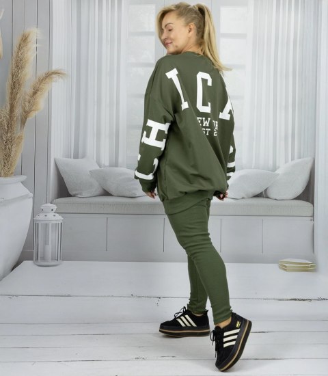 Dres damski luźna bluza + prążkowane legginsy CHICAGO (Zielony) Dres damski luźna bluza + prążkowane legginsy CHICAGO (Zielony)