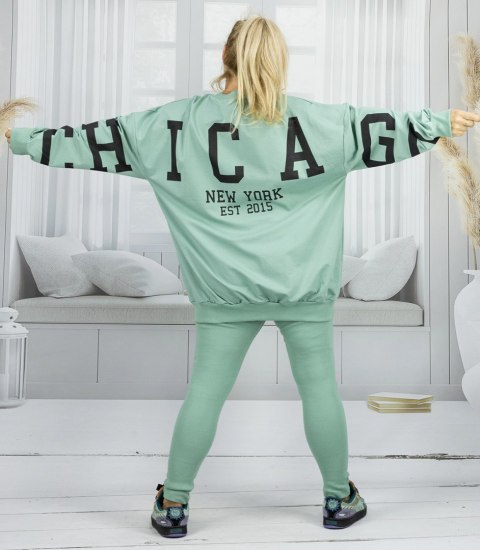 Dres damski luźna bluza + prążkowane legginsy CHICAGO (Zielony)