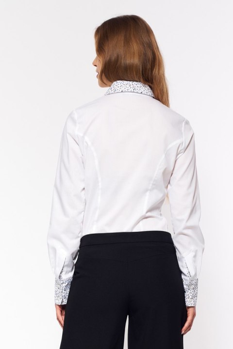 Koszula z wzorzystymi wstawkami K85 White - Nife - 38 Koszula z wzorzystymi wstawkami K85 White - Nife - 38