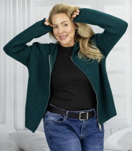 Krótki rozpinany sweter z kapturem kardigan na suwak NORA (Zielony)