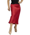 Satynowa spódnica maxi gładka jednokolorowa PRINCESS (Czerwony)