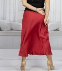 Satynowa spódnica maxi gładka jednokolorowa PRINCESS (Czerwony)