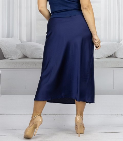 Satynowa spódnica maxi gładka jednokolorowa PRINCESS (Niebieski)