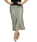 Satynowa spódnica maxi gładka jednokolorowa PRINCESS (Zielony)