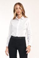 Taliowana biała koszula K76 White - Nife - 44 Taliowana biała koszula K76 White - Nife - 44