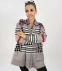 CIEPŁY Sweter Kardigan narzutka KRATA Elegancki (Szary)