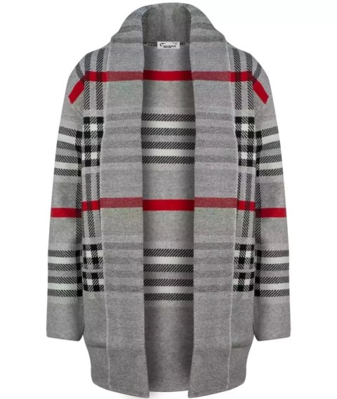 CIEPŁY Sweter Kardigan narzutka KRATA Elegancki (Szary)