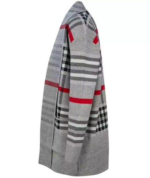 CIEPŁY Sweter Kardigan narzutka KRATA Elegancki (Szary)