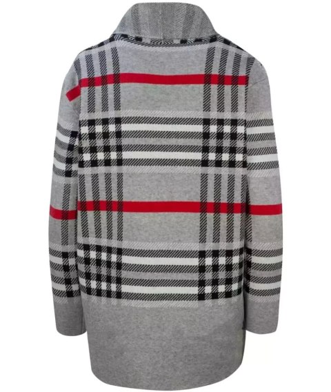 CIEPŁY Sweter Kardigan narzutka KRATA Elegancki (Szary)