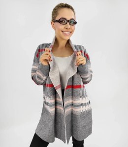 CIEPŁY Sweter Kardigan narzutka KRATA Elegancki (Szary)