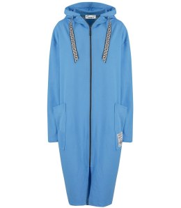 Cienka długa bluza z dłuższym tyłem i kapturem PAOLA (Niebieski)