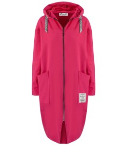 Cienka długa bluza z dłuższym tyłem i kapturem PAOLA (Różowy)