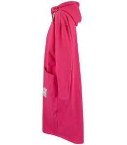 Cienka długa bluza z dłuższym tyłem i kapturem PAOLA (Różowy)